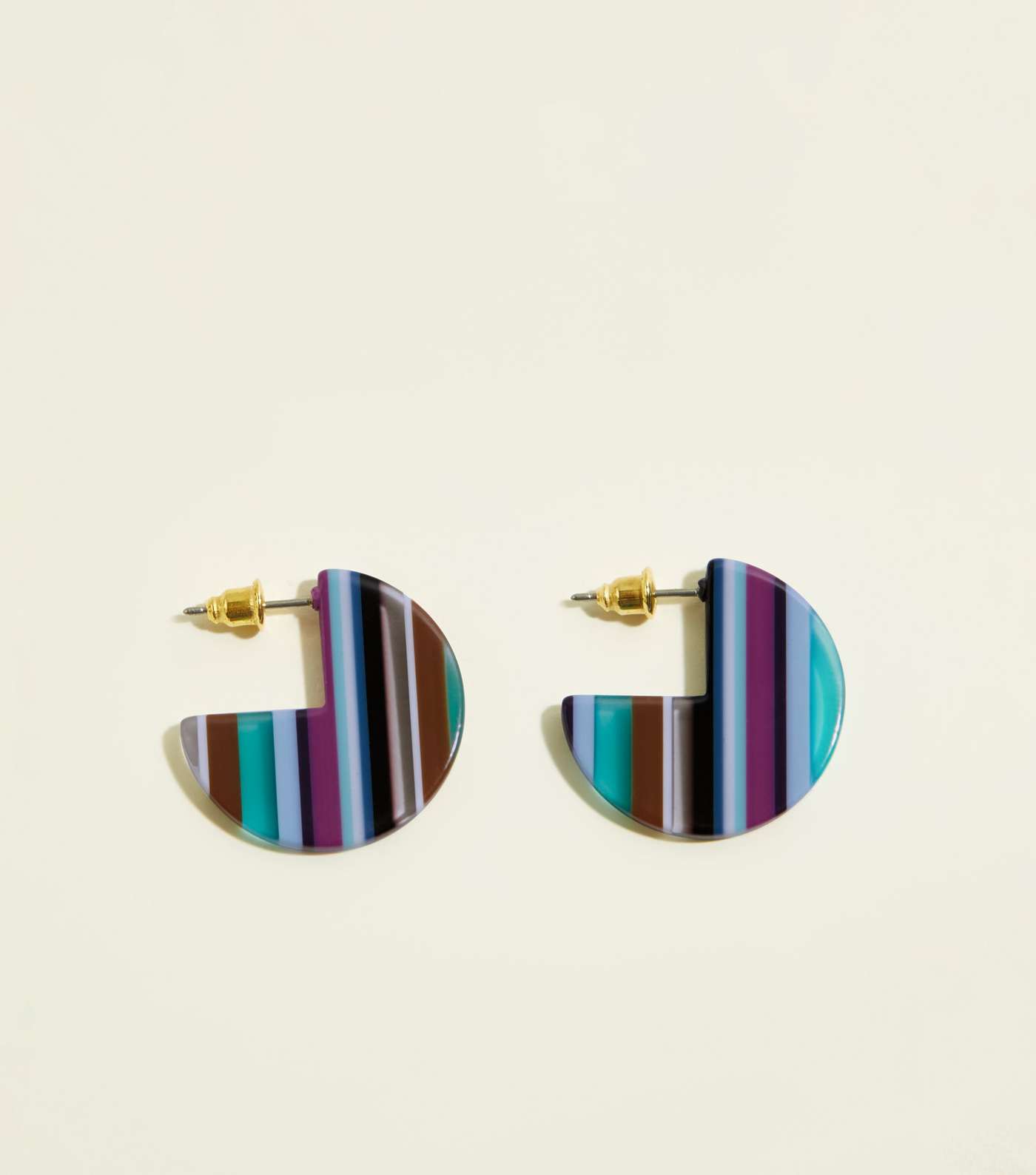 Multicoloured Stripe Resin Disc Earrings
