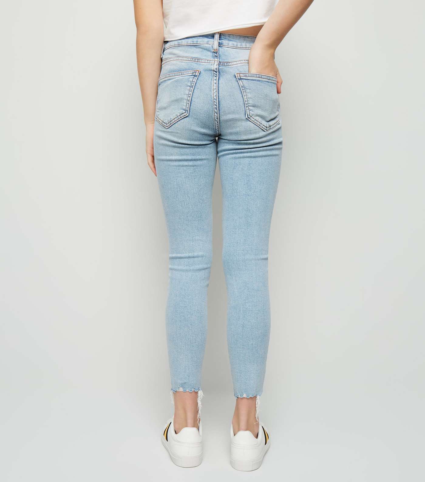 Girls Pale Blue Ripped Knee Skinny Jeans  Image 3