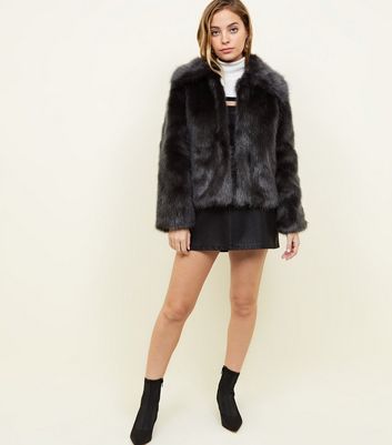 New look faux fur deals short coat in grey