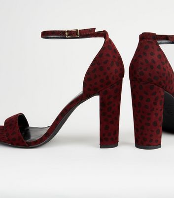 wide fit red block heels