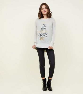 Grey Adore Gin Slogan Christmas Jumper 