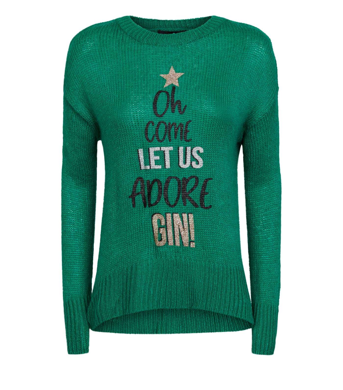 Green Adore Gin Slogan Christmas Jumper Image 4