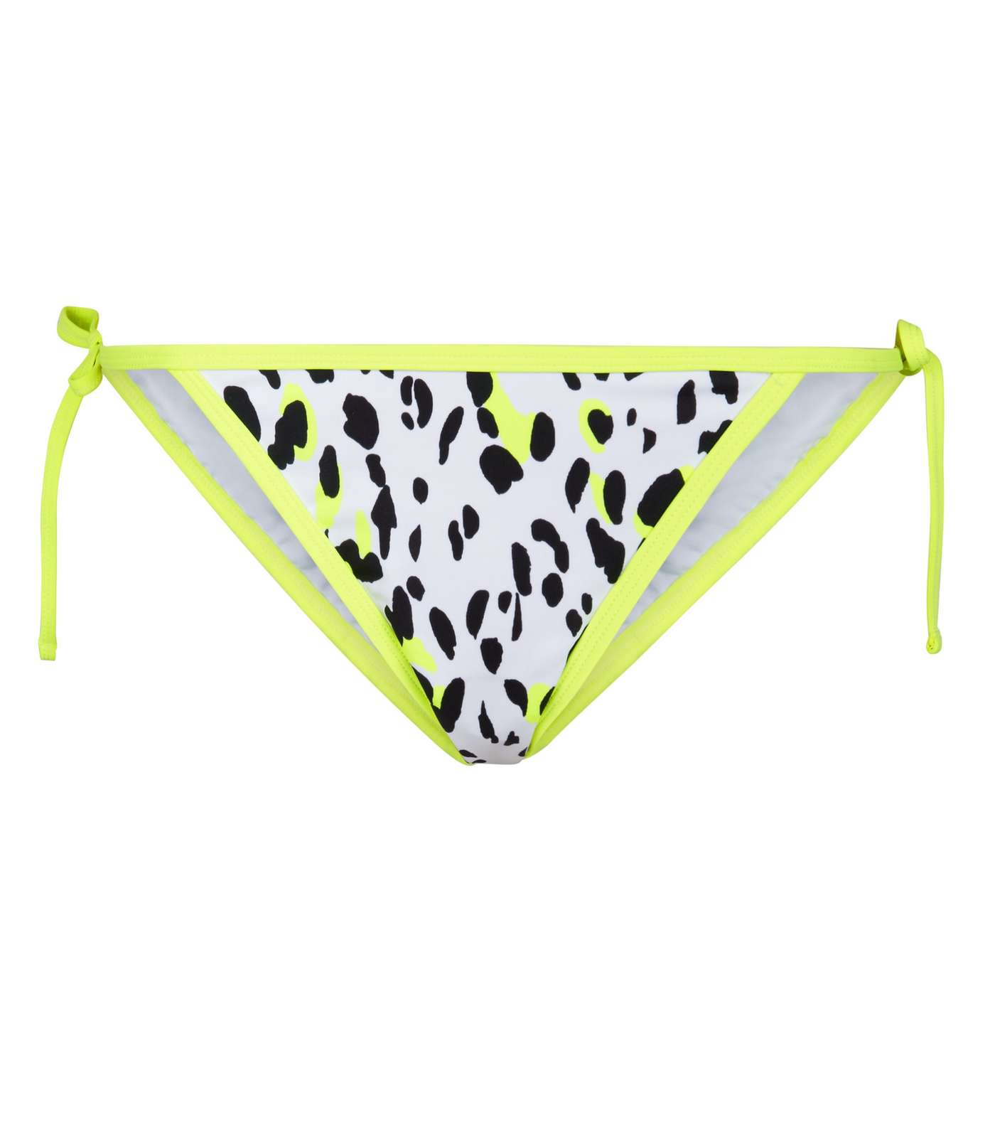 White Animal Print Neon Tie Side Bikini Bottoms  Image 4