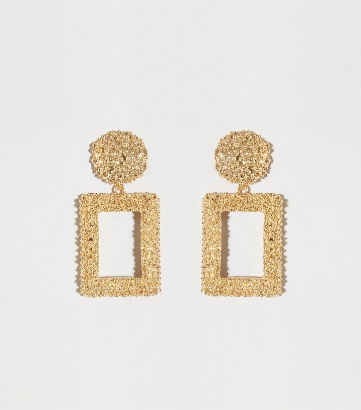 Gold Textured Rectangle Drop Earrings Add To Saved Items Remove From Gold Textured Rectangle Drop Earrings Add To Saved Items Remove From