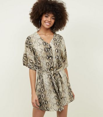 snakeskin button up dress