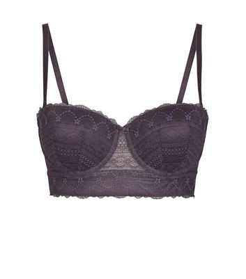 Light Purple Geometric Lace Balcony Bra | New Look