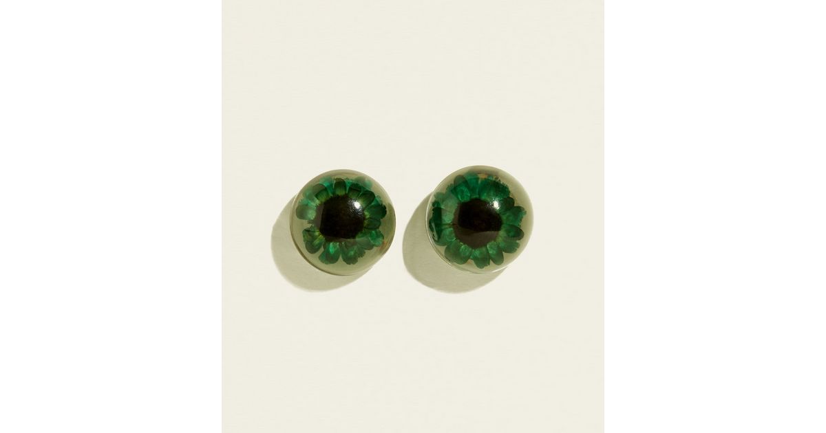 Green Flower Resin Stud Earrings New Look