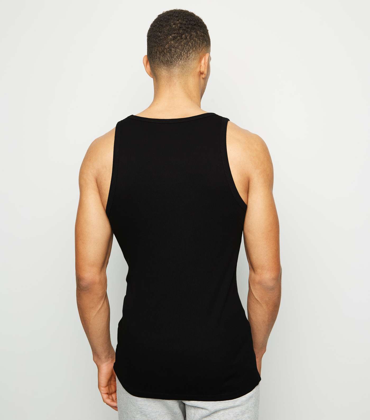 Black Marl Ribbed Muscle Fit Vest Image 5