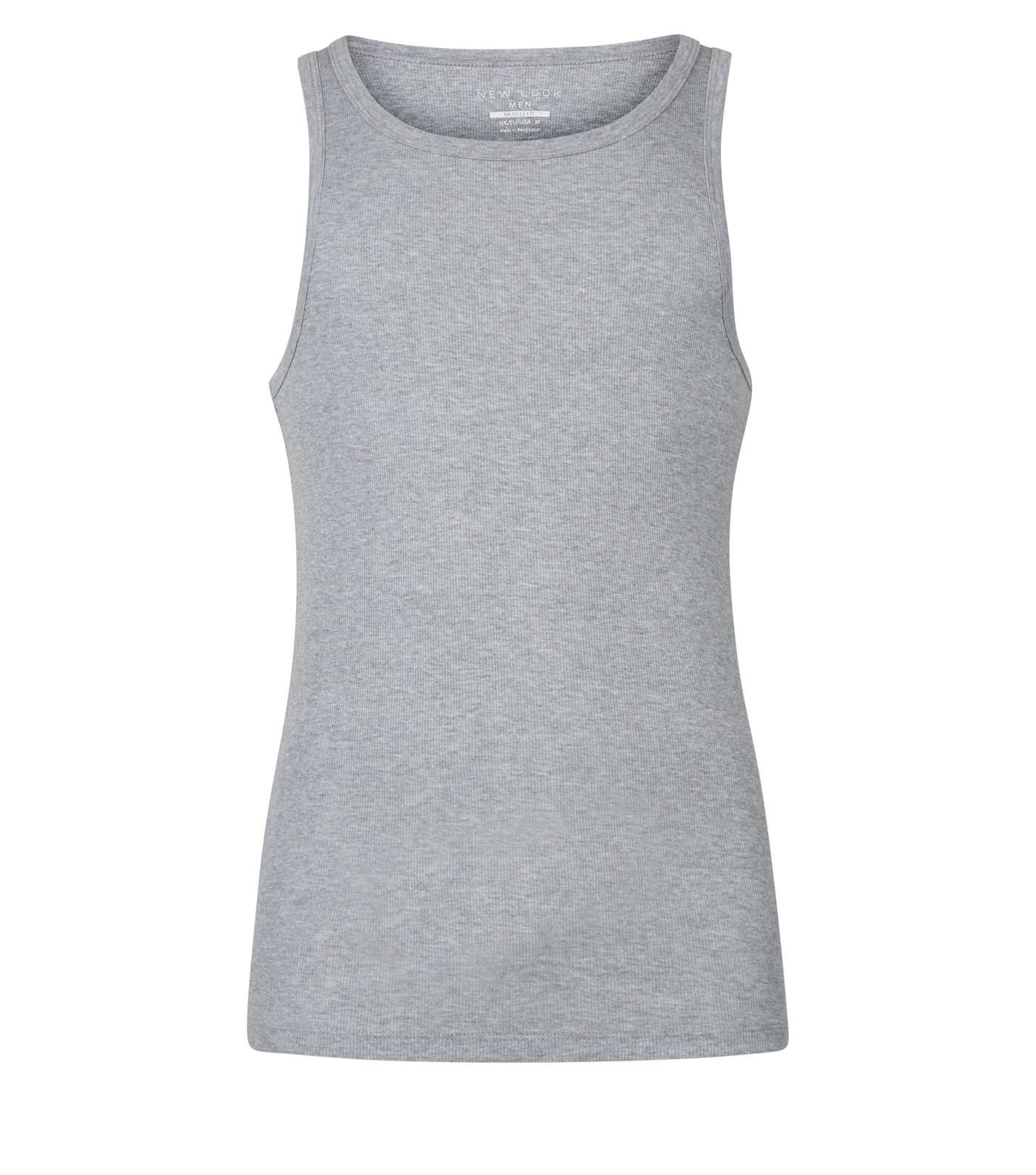 Grey Marl Ribbed Muscle Fit Vest Image 4