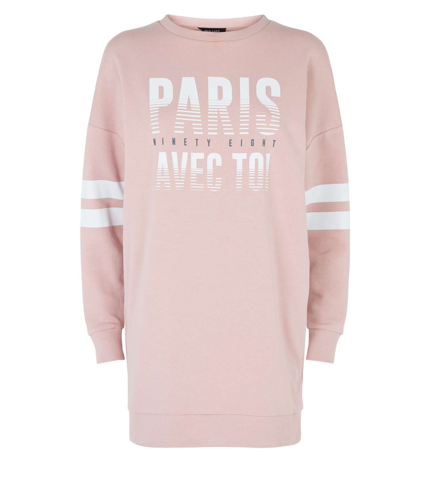 Pale Pink Paris Slogan Longline Sweatshirt  Image 4