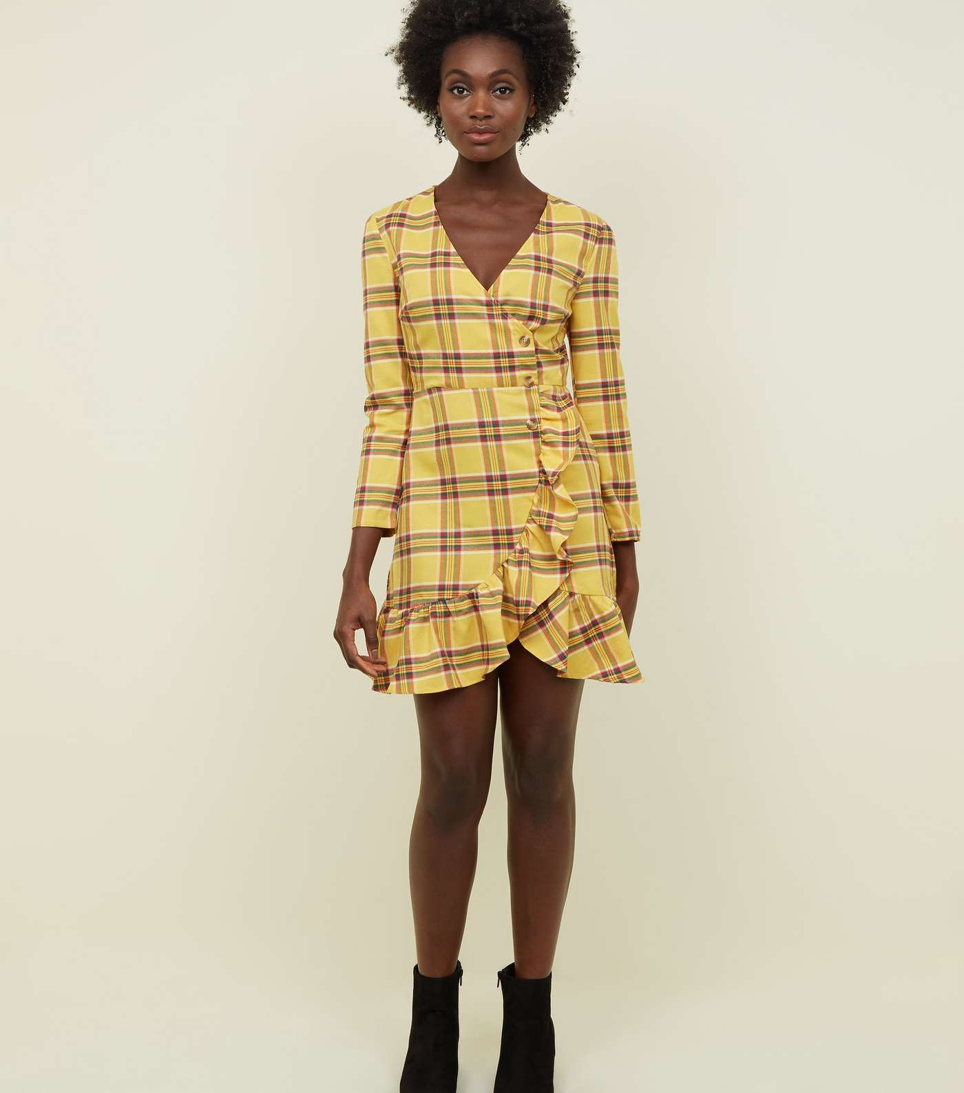 Tokyo Doll Yellow Check Wrap Front Frill Dress Image 3
