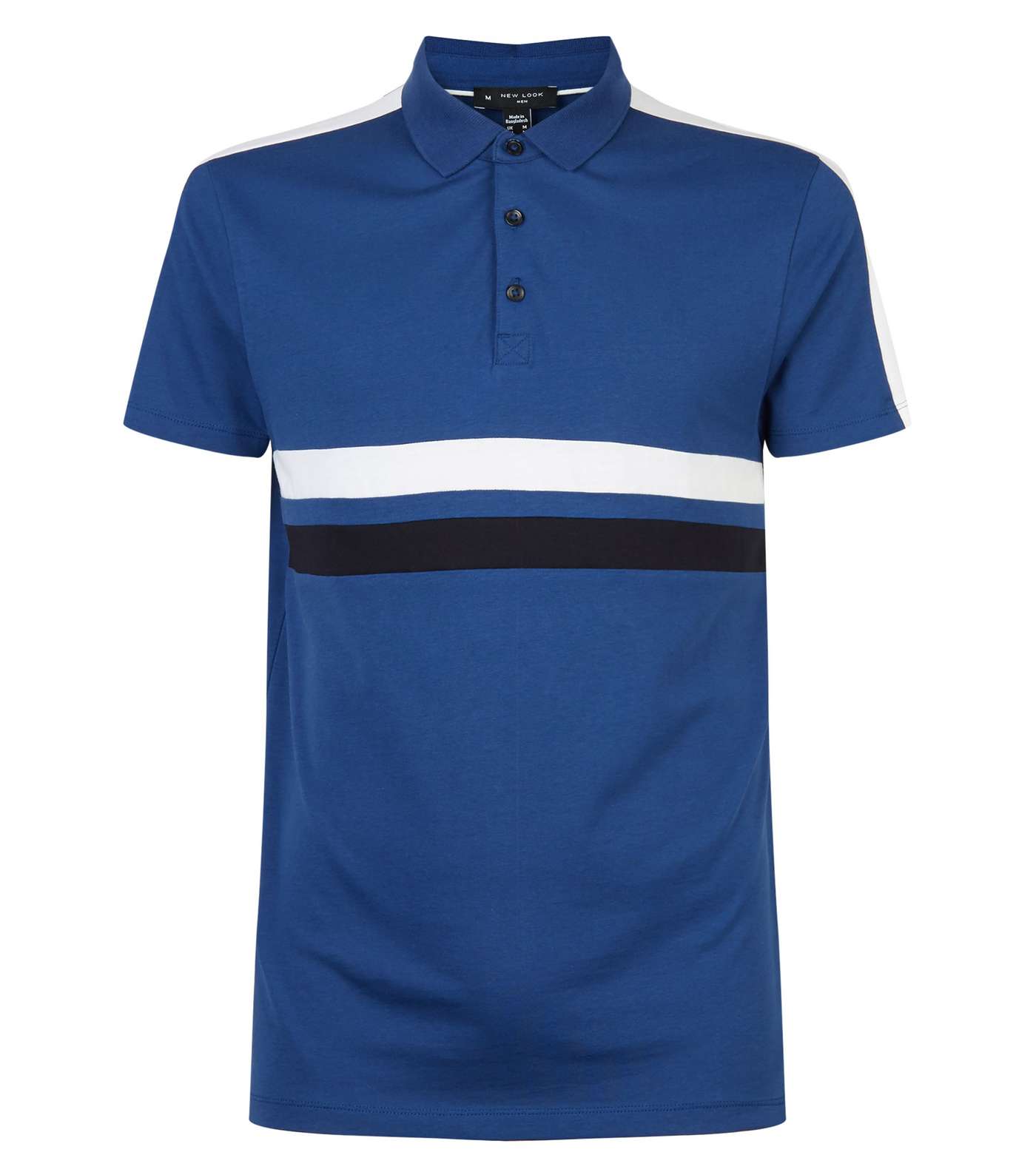 Bright Blue Colour Block Muscle Fit Polo Shirt Image 4