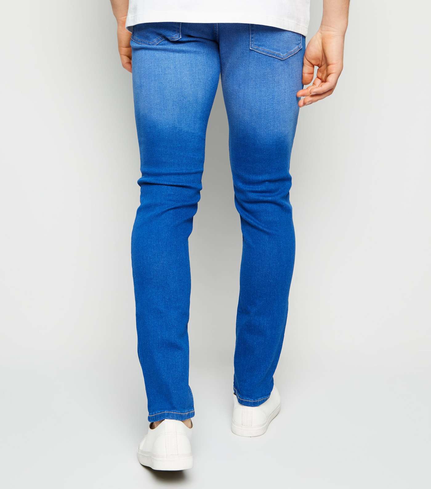 Bright Blue Mid Wash Skinny Stretch Jeans Image 3