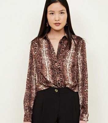 satin snake print blouse