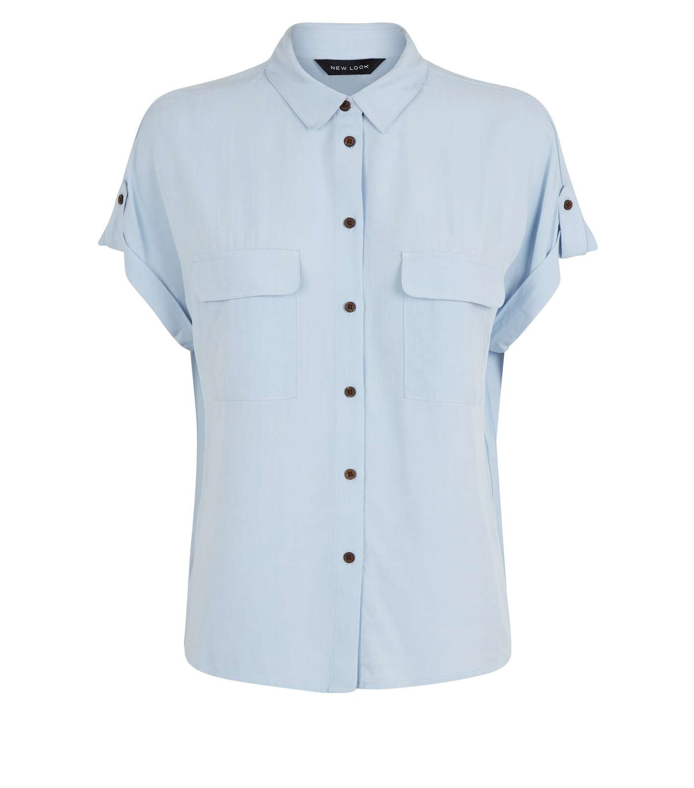 Pale Blue Pocket Front Short Sleeve Shirt Image 4