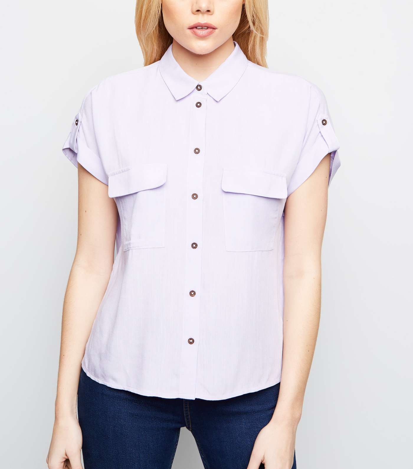 Lilac Pocket Front Short Sleeve Shirt