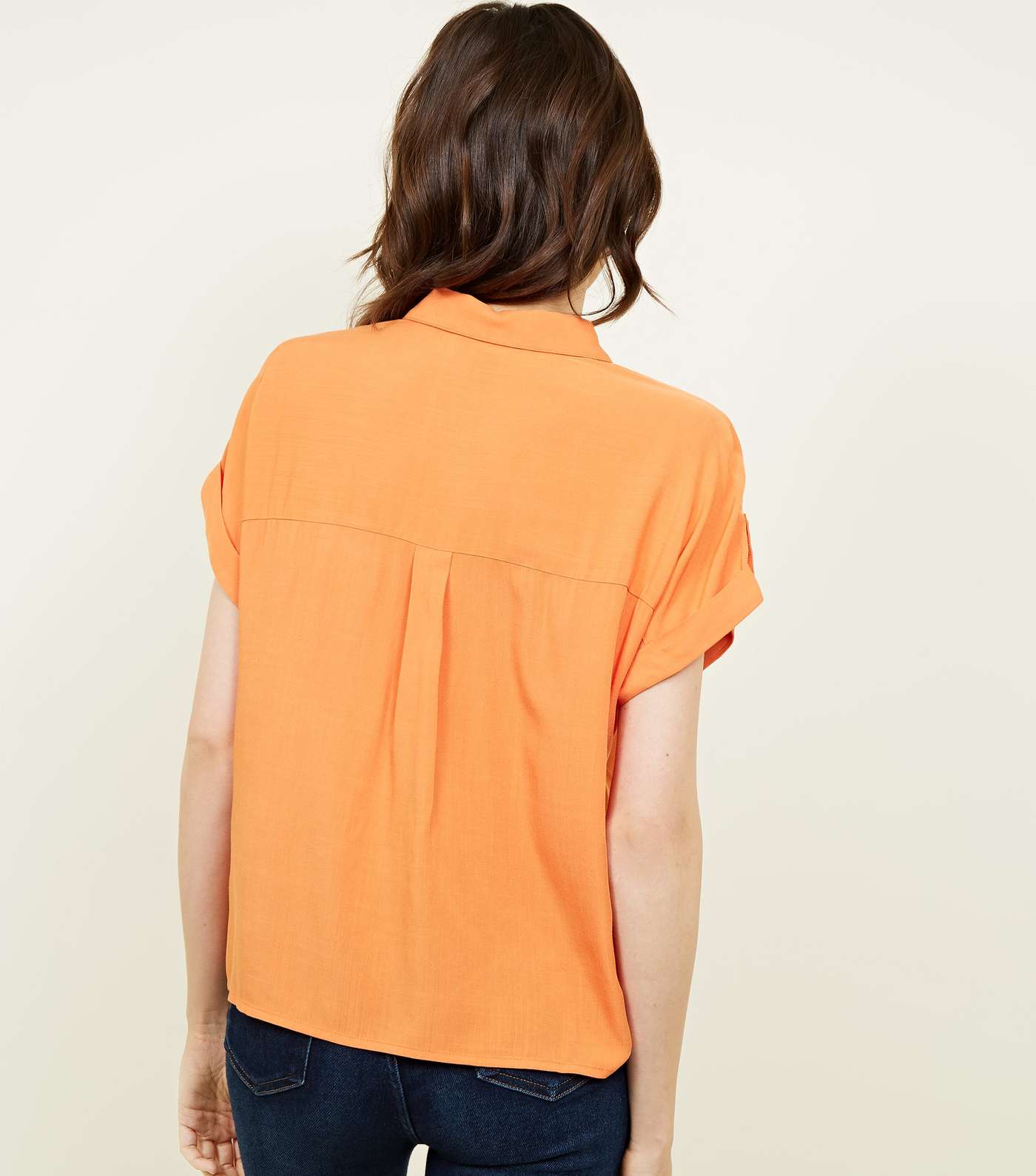 Orange Neon Pocket Front Short Sleeve Shirt  Image 3