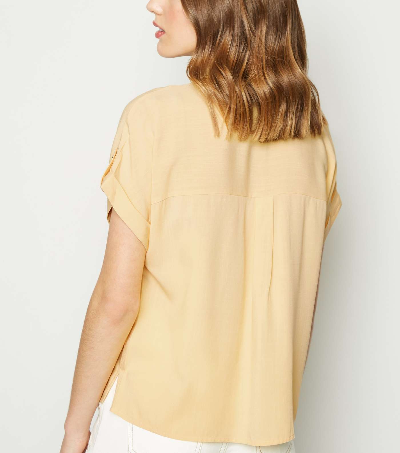 Pale Yellow Pocket Front Short Sleeve Shirt Image 2
