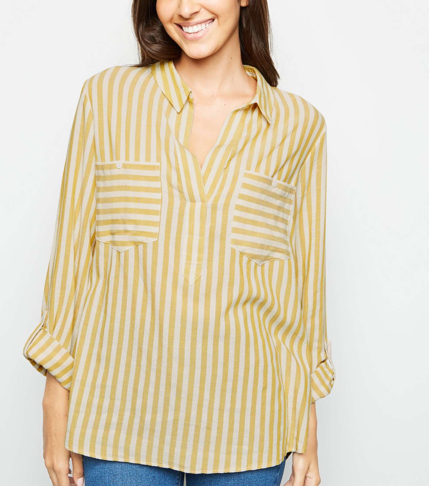 Mustard Stripe Pocket Front Overhead Shirt