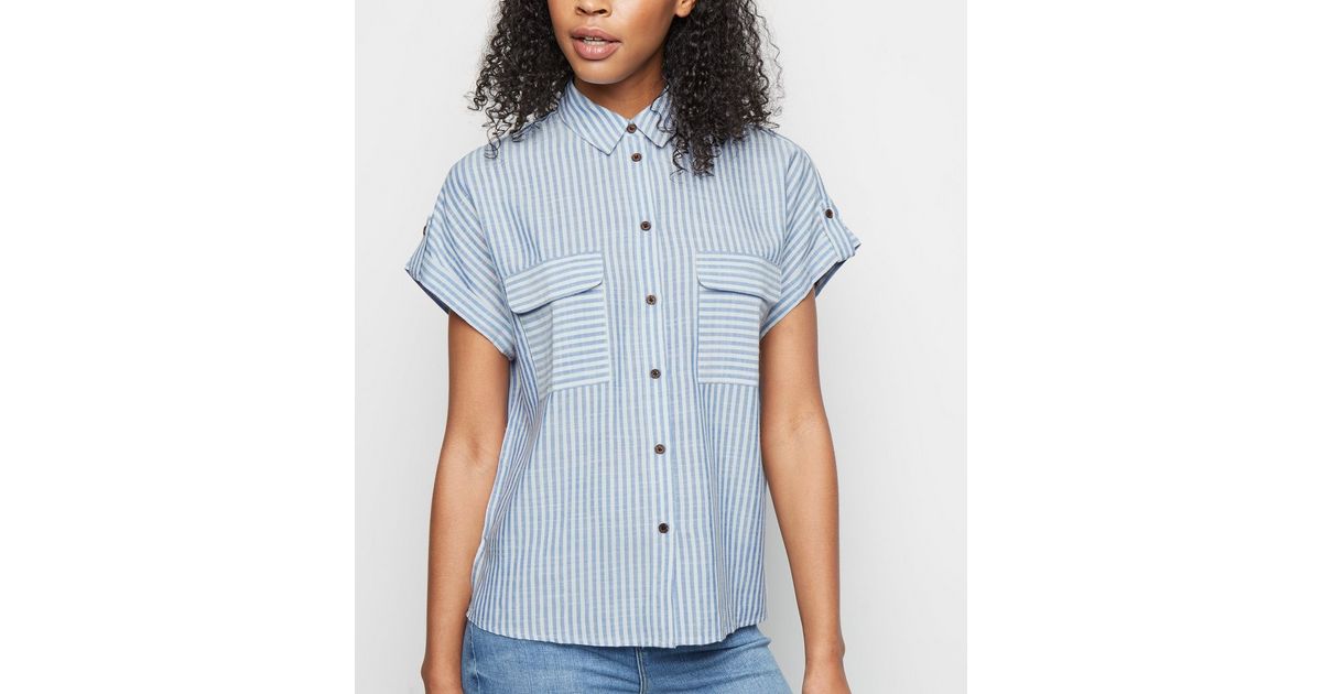 Blue Stripe Pocket Front Shirt | New Look