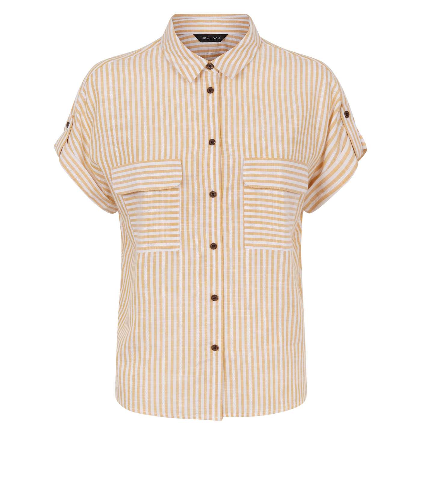 Orange Stripe Pocket Front Shirt Image 4