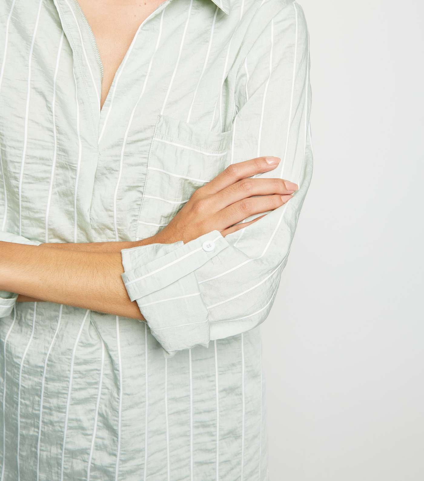 Mint Stripe Long Sleeve Overhead Shirt Image 3