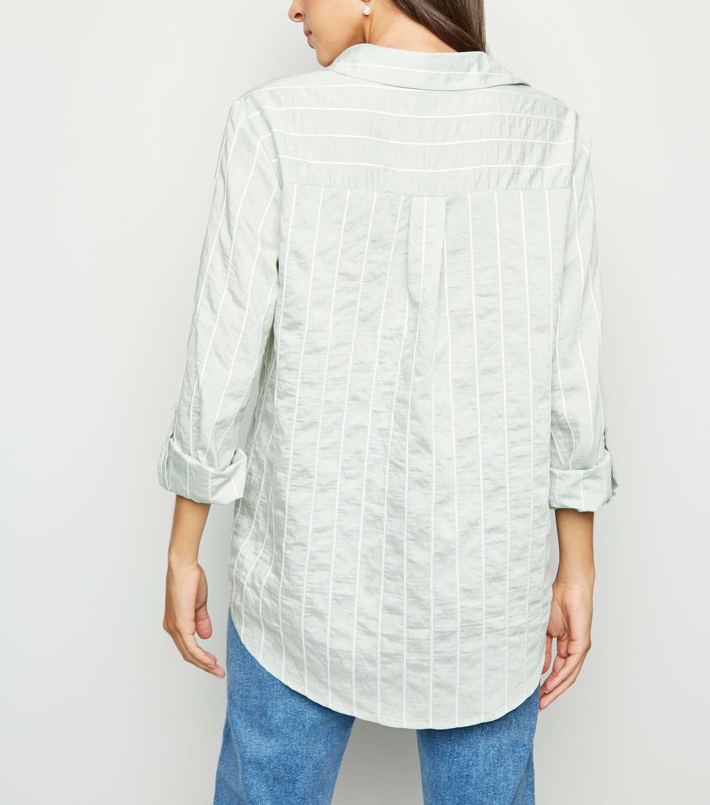 Mint Stripe Long Sleeve Overhead Shirt Image 5