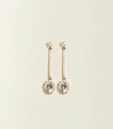Earrings Stud Cross Long Tel New Look Rose Gold Cubic Zirconia Drop Earrings