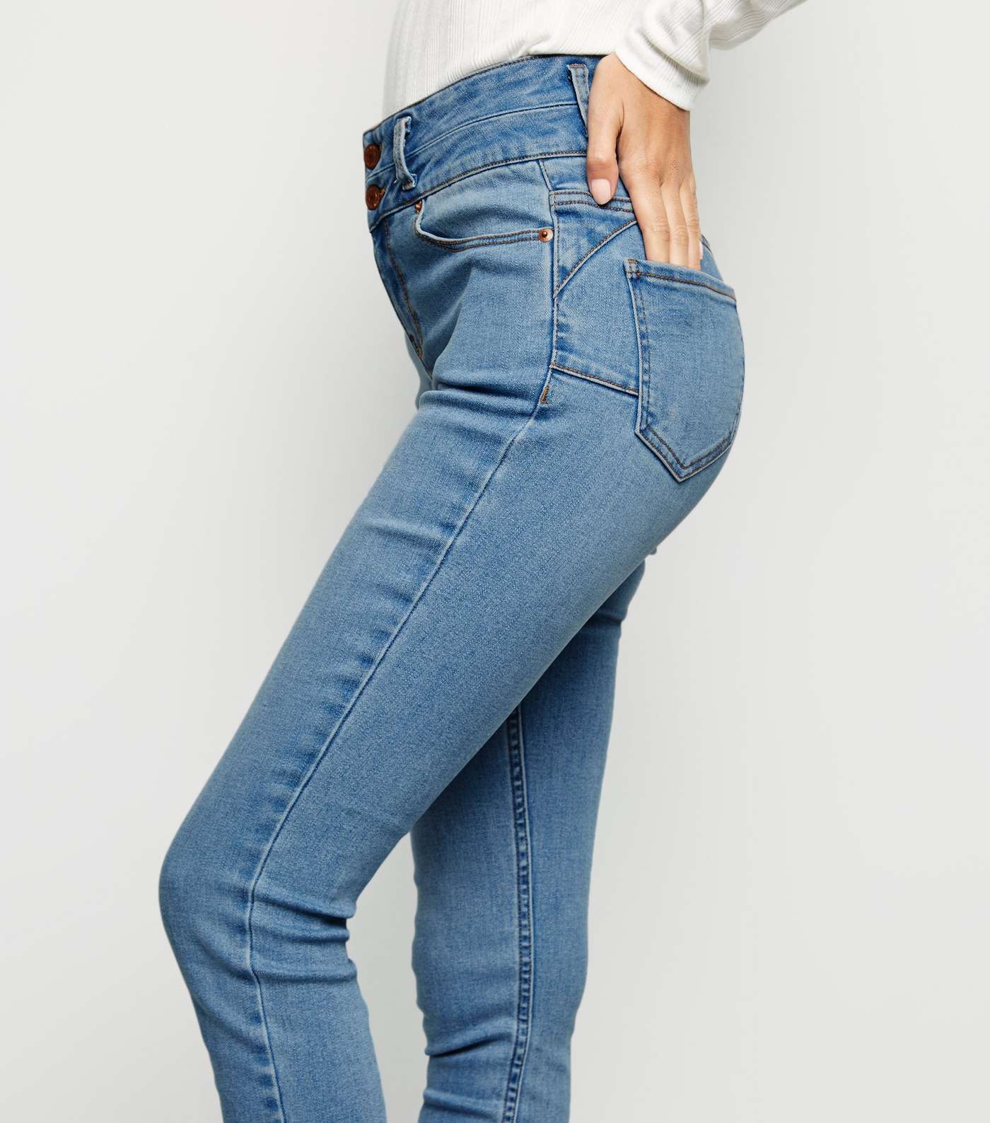 Pale Blue High Waist 'Lift & Shape' Skinny Jeans Image 5