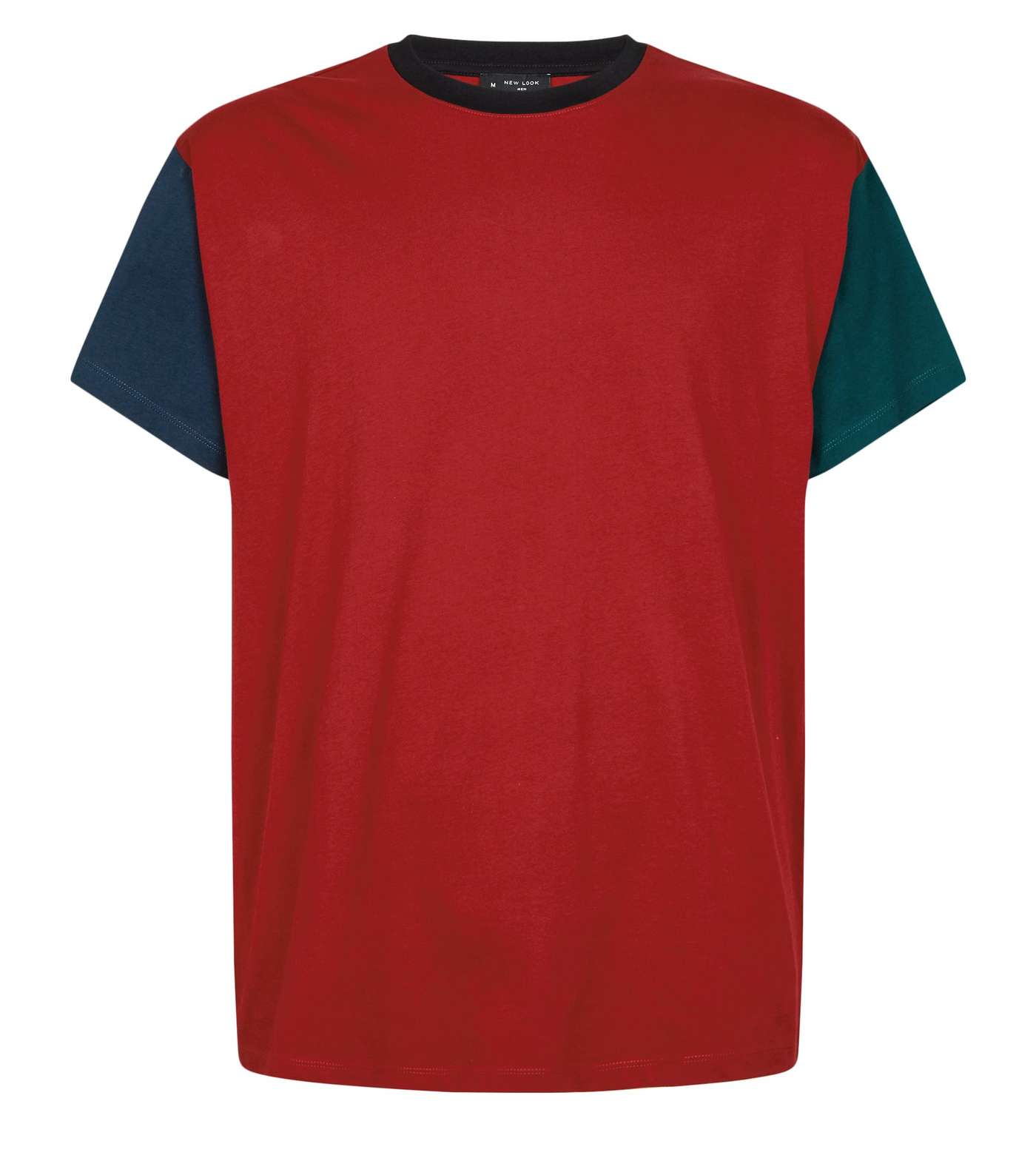 Dark Red Contrast Sleeve Ringer T-Shirt Image 4