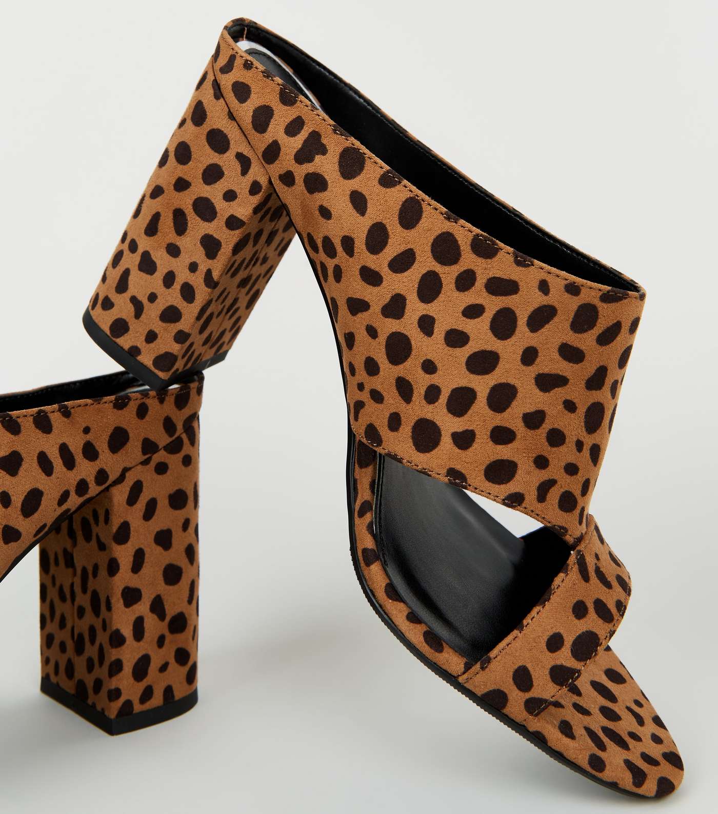 Wide Fit Brown Leopard Print Cut Out Mules Image 4