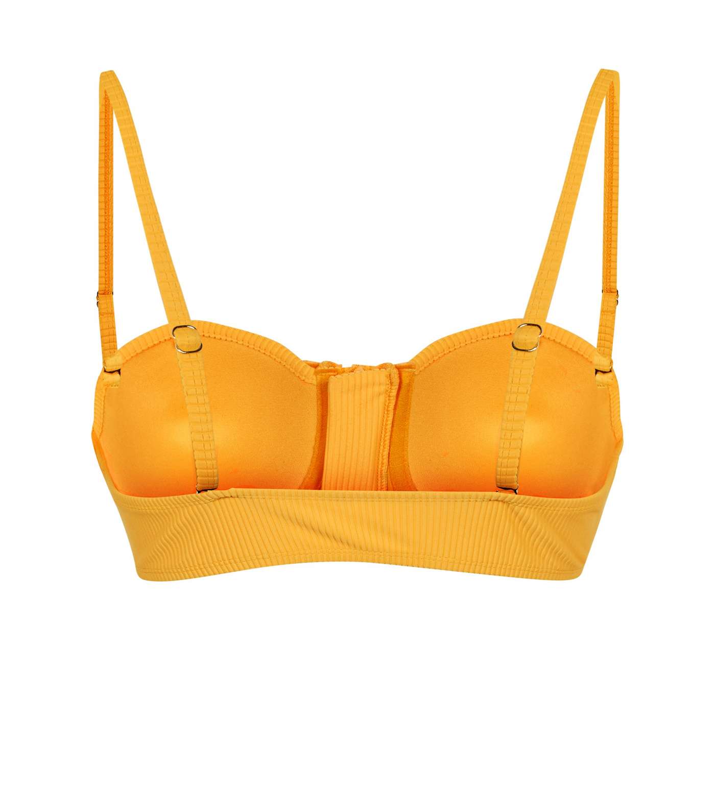 Yellow Ribbed Zip Front Underwired Bikini Top  Image 5