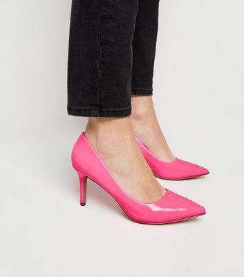 Bright Pink Neon Pointed Court Shoes 