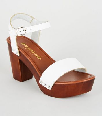 White wooden sale sandals