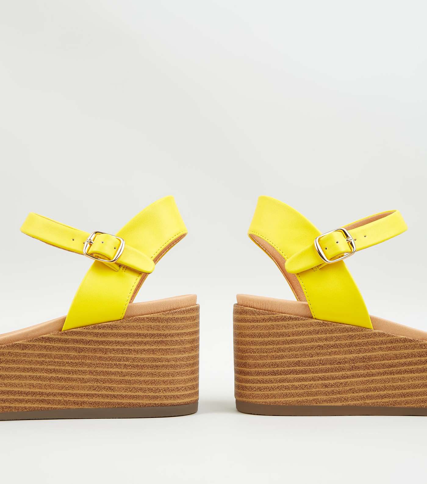 Yellow Leather-Look Flatform Footbed Sandals Image 3