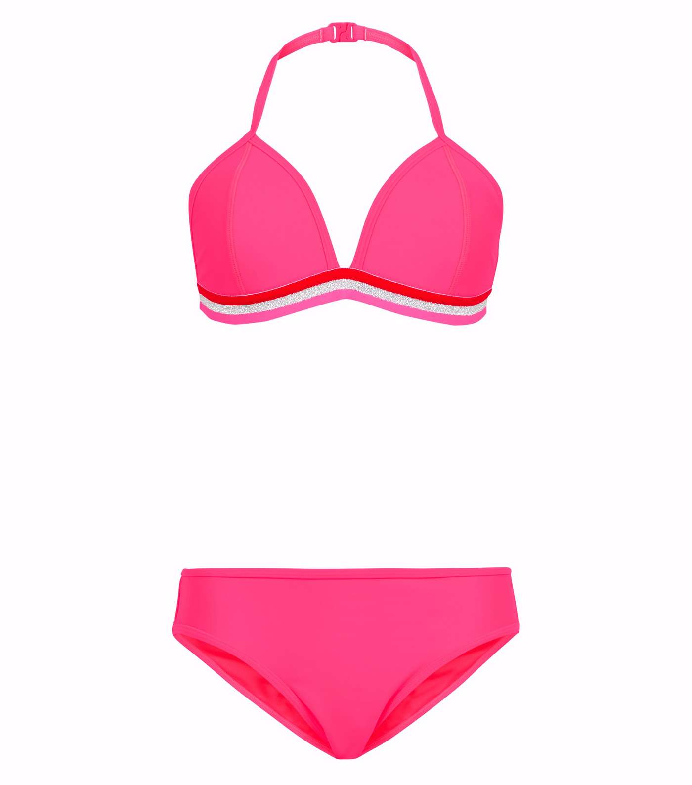 Girls Pink Glitter Elastic Bikini Set 