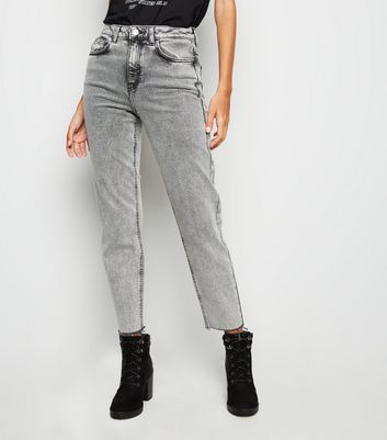 Dark Grey Acid Wash Tori Mom Jeans 