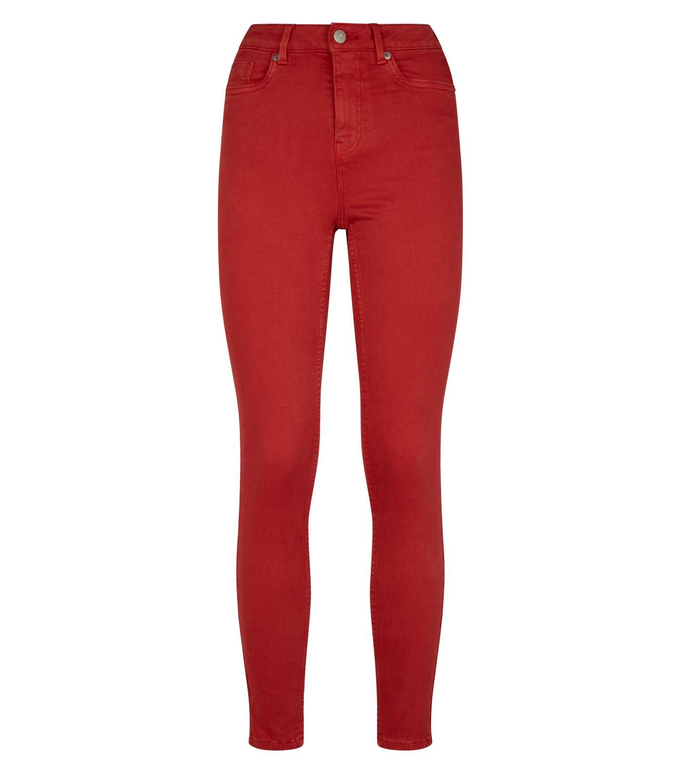 Red High Waist 'Lift & Shape' Skinny Jeans Image 4