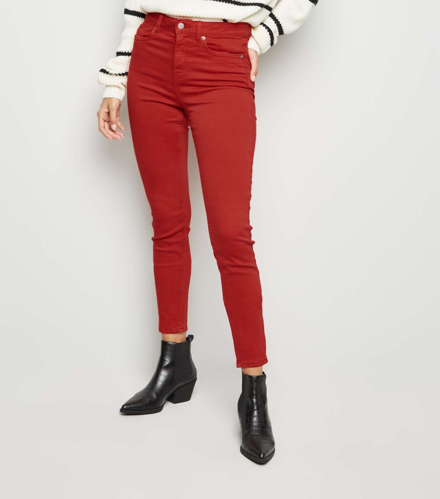 Red High Waist 'Lift & Shape' Skinny Jeans Image 2