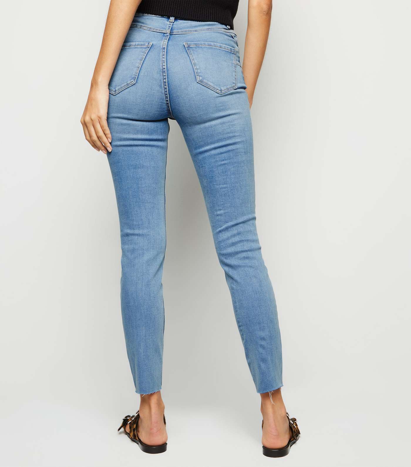 Pale Blue 'Lift & Shape' Ripped Skinny Jeans Image 5