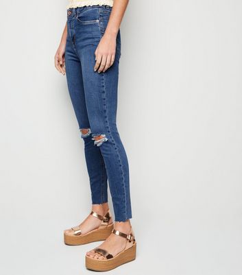 Blue Mid Wash 'Lift & Shape' Ripped Jenna Skinny Jeans New Look shop for Blue Mid Wash 'Lift & Shape' Ripped Jenna Skinny Jeans New Look at Shopo