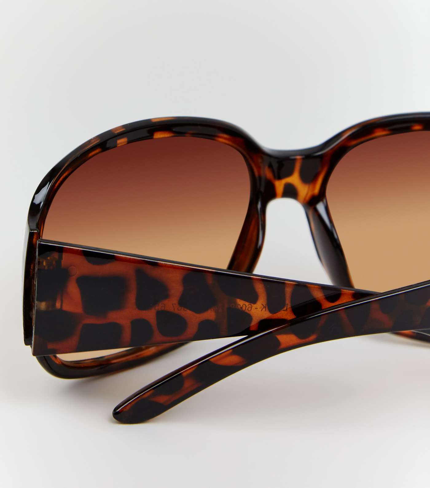 Dark Brown Faux Tortoiseshell Rectangle Sunglasses  Image 4
