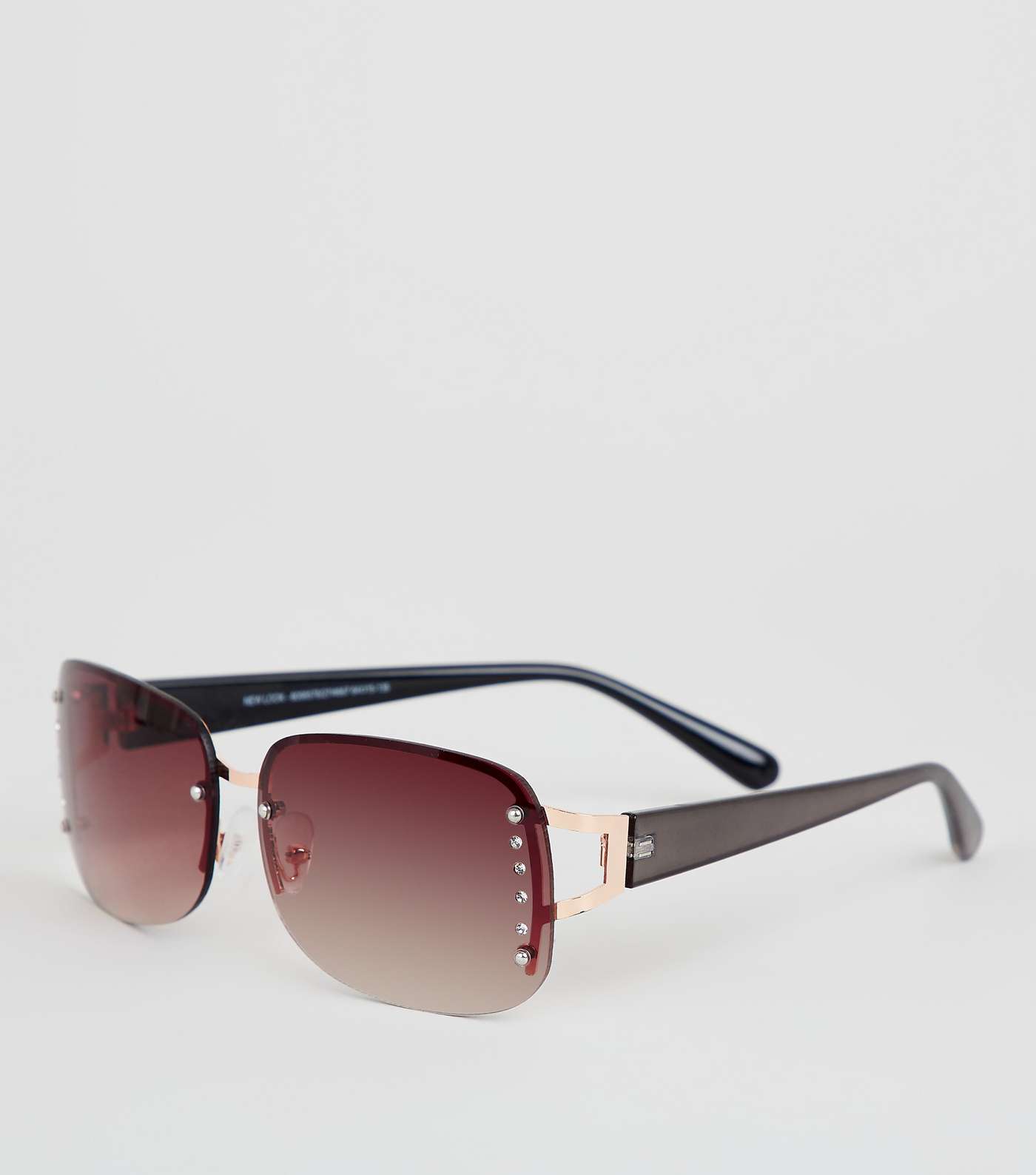 Brown Diamanté Rimless Sunglasses
