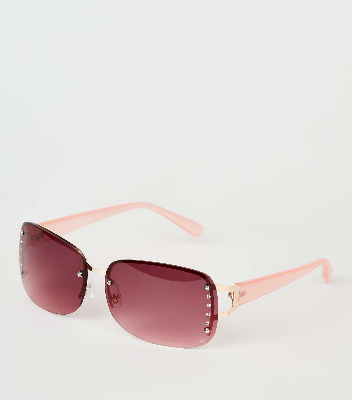 Pink Diamanté Rimless Sunglasses