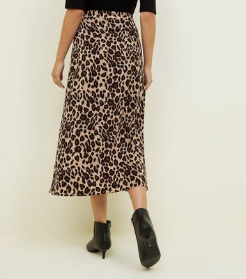 leopard print wrap midi skirt