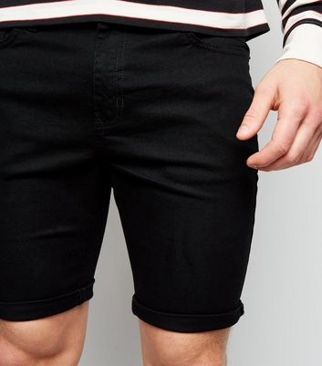 Mens skinny 2025 black shorts