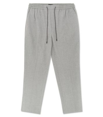 new look slim fit cropped trousers in grey pinstripe