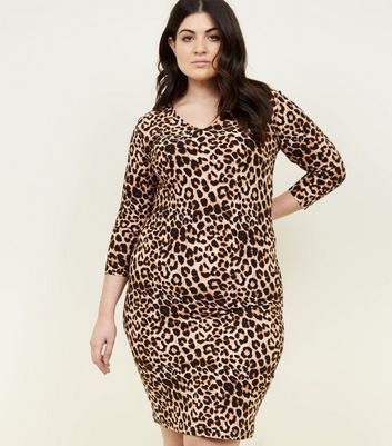 new look curve leopard print dress