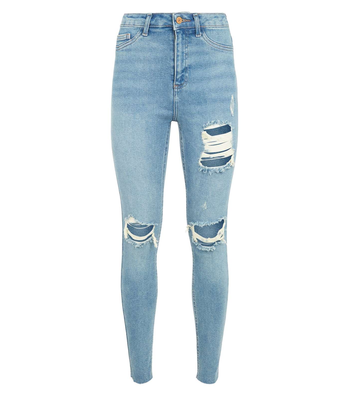 Blue High Waist Super Skinny Ripped Hallie Jeans Image 4