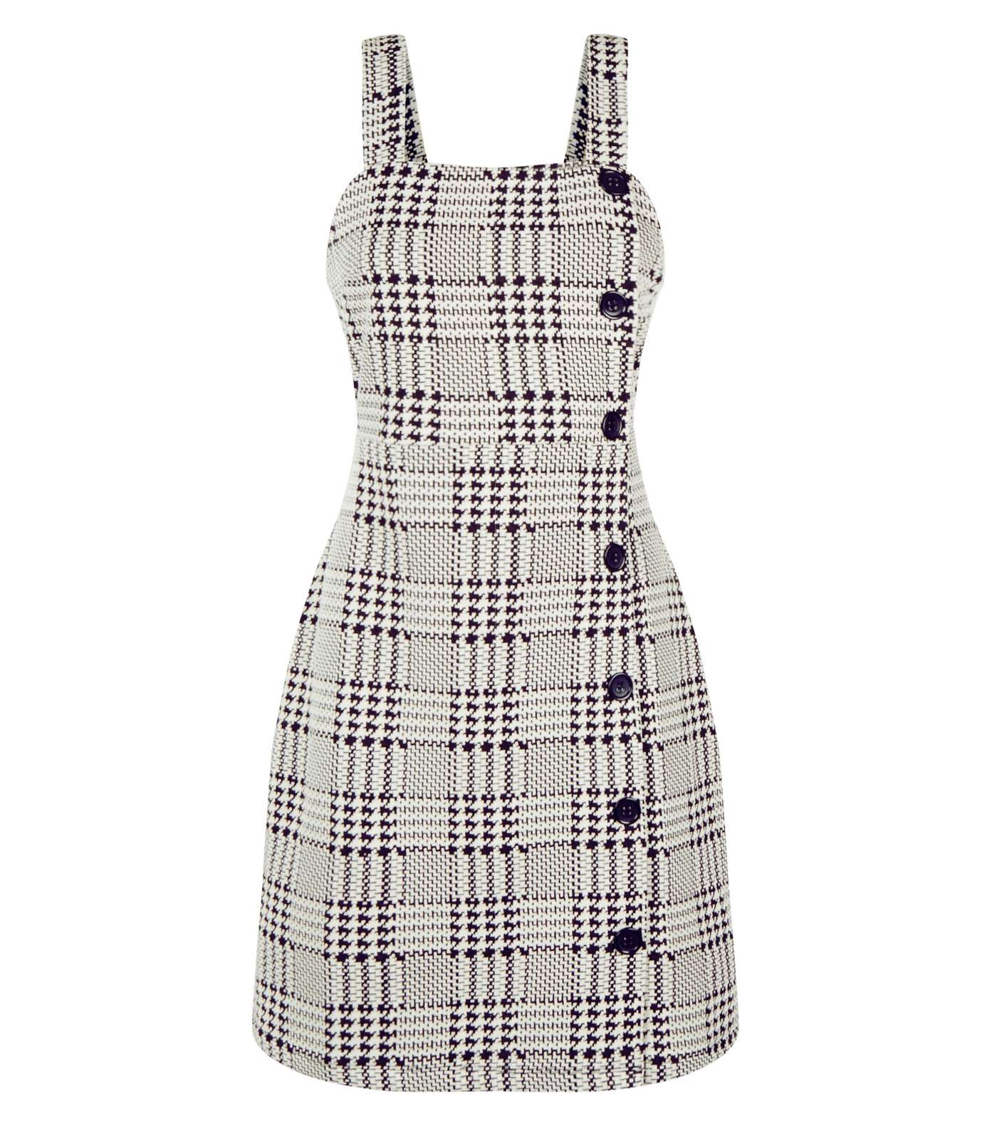 Black Houndstooth Button Side Pinafore Dress Image 4
